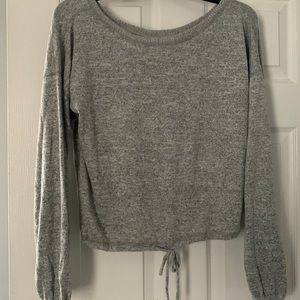 Grey front tied long sleeve top